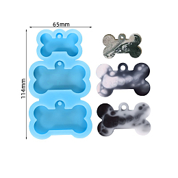 Honeyhandy Bone Shape DIY Pendant Silicone Molds, for Keychain Making, Resin Casting Molds, For UV Resin, Epoxy Resin Jewelry Making, Cornflower Blue, 114x65x9mm