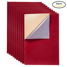 BENECREAT 20PCS Velvet (Dark Red) Fabric Sticky Back Adhesive Back Sheets, A4 sheet (8.27" x 11.69"), Self-Adhesive, Durable and Water Resistant, Multi-purpose, Ideal for Art and Craft Making