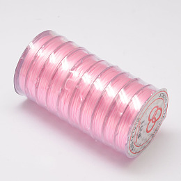 Flat Elastic Crystal String, Elastic Beading Thread, for Stretch Bracelet Making, Pearl Pink, 0.8mm, about 10.93 yards(10m)/roll