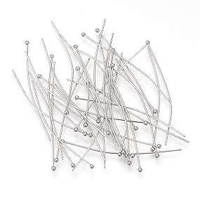 Honeyhandy 304 Stainless Steel Ball Head pins, Stainless Steel Color, 50x0.7mm, 21 Gauge, Head: 2mm