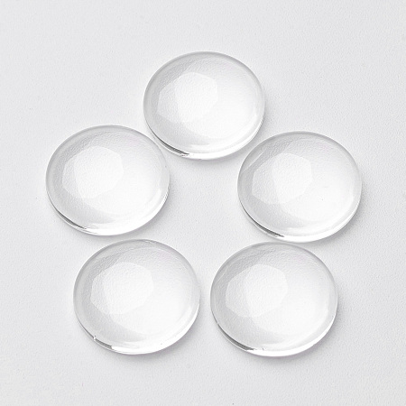 PandaHall Elite Flat Back Clear Transparent Dome Oval Shape Glass Cabochons Diameter 14mm for Photo Craft Jewelry Making, about 20pcs/box