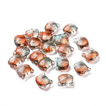 Glass Beads, for Jewelry Making, Cat, Coral, 12.5x14x6.5mm, Hole: 1mm