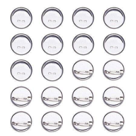ARRICRAFT 50 Pcs Iron Brooch Clasps Pin Disk Base Pad Bezel Blank Cabochon Trays Backs Bar Diameter 28mm for Badge, Corsage, Name Tags and Jewelry Craft Making Platinum
