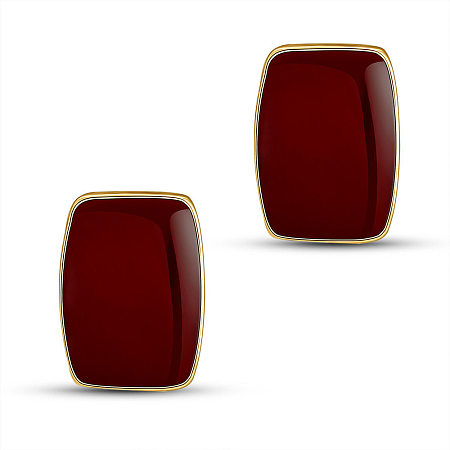 Arricraft Alloy Epoxy Resin Stud Earrings, with 925 Sterling Silver Pins, Rectangle, Dark Red, 18x13mm