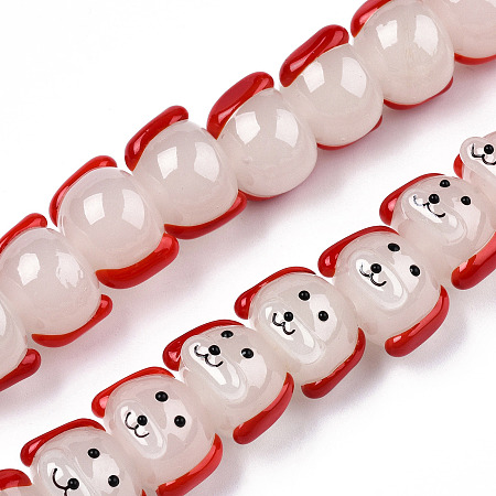 Handmade Lampwork Beads Strands, Dog, Red, 11x15.5x16mm, Hole: 2mm, about 40pcs/strand, 17.52 inch(44.5cm)