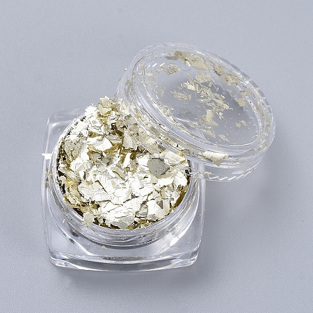 Honeyhandy Foil Flakes, DIY Gilding Flakes, for Epoxy Jewelry Accessories Filler, Light Goldenrod Yellow, Box: 2.9x1.6cm