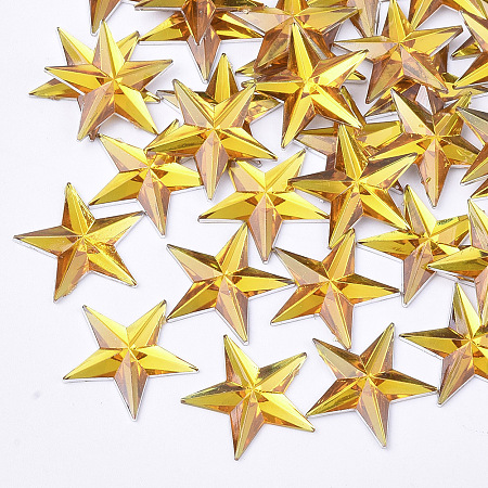 Honeyhandy Plastic Cabochons, Star, Gold, 13x14x1.5mm