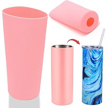 GORGECRAFT 2Pcs Seamless Silicone Sleeve 30oz Reusable Insulated Cup Sleeves Sublimation Tumbler Wrap Mug Clamp Sleeve Fixture for Full Wrap Tumbler Cups Home Glassware Accessories, Pink