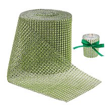 BENECREAT 10 Yards Diamond Sparkling Rhinestone Mesh Ribbon Roll for Arts & Crafts, Event Decorations, Wedding Cake, Birthdays, 4.75", 24 Row (Green)