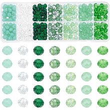 PandaHall Elite 350pcs Green Glass Beads 8mm Faceted Crystal Beads 7 Styles Briolette Loose Beads Spacers Craft Beads for St Patrick Bracelet Necklace Earring Keychain Jewelry Making Decoration