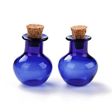 Honeyhandy Round Glass Cork Bottles Ornament, Glass Empty Wishing Bottles, DIY Vials for Pendant Decorations, Medium Blue, 1.8x2.1cm