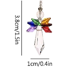 Honeyhandy Glass Angel Pendant Decorations, Hanging Suncatchers, for Home Decoration, Colorful, 180~200mm