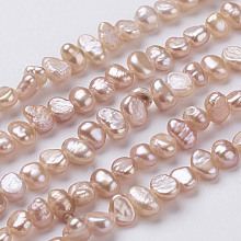 Honeyhandy Natural Cultured Freshwater Pearl Beads Strands, Nuggets, Sandy Brown, 5~7x4~5x3~4mm, Hole: 0.3mm, about 76~80pcs/strand, 14 inch