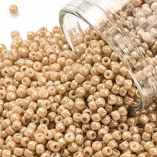 TOHO Round Seed Beads, Japanese Seed Beads, (123D) Opaque Luster Dark Beige, 11/0, 2.2mm, Hole: 0.8mm, about 5555pcs/50g