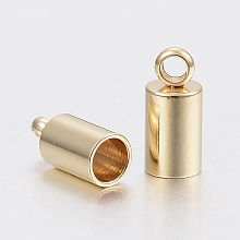 Honeyhandy 201 Stainless Steel Cord Ends, End Caps, Column, Golden, 9.5x6mm, Hole: 2mm, Inner Diameter: 5mm