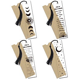 GLOBLELAND 4Set Acrylic Bookmark Inspiring Clear Rectangle Acrylic Bookmarks Book Marker Tags Acrylic Bookmarker with Tassels for Teachers Students Graduation Birthday Gift, 4.7"x1.1"/120x28mm