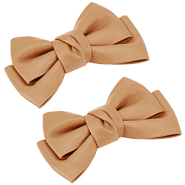 PandaHall Elite Leather Bowknot Shoe Decorations, Detachable Shoe Buckle Clips, with Iron Findings, Peru, 75x116x30mm