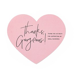 Honeyhandy Coated Paper Thank You Greeting Card, Heart with Word Thank You Pattern, for Thanksgiving Day, Pink, 60x70x0.1mm, 30pcs/bag