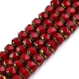 Glass Beads Strands, Column, Faceted, FireBrick, 6.5x7.5mm, Hole: 1mm, about 60Pcs/strand, 14.96''(38cm)