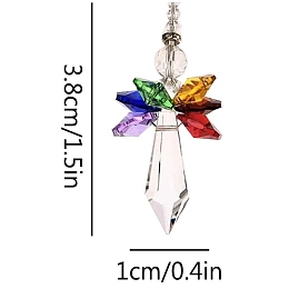 Honeyhandy Glass Angel Pendant Decorations, Hanging Suncatchers, for Home Decoration, Colorful, 180~200mm