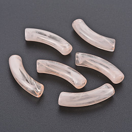 Honeyhandy Transparent Acrylic Beads, Imitation Gemstone Style, Curved Tube, Light Salmon, 33x8x10.5mm, Hole: 1.6mm, about 300pcs/500g