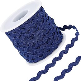 GORGECRAFT 27yard/25m Rick Rack Trim Ribbon Dark Blue Wave Sewing Bending Fringe Trim 5mm/0.2 inch for DIY Sewing Crafts Wedding Bridal Dress Embellishment Party Decoration Gift Wrapping Supplies