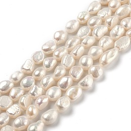 Honeyhandy Natural Cultured Freshwater Pearl Beads Strands, Rice, Bisque, 8.5~15x7~8mm, Hole: 0.7mm, about 33pcs/strand, 13.58 inch(34.5cm)