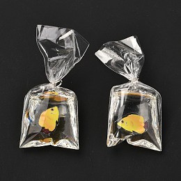 Honeyhandy Resin Pendants with Iron Jump Ring, 3D Printed, Goldfish Bag, Yellow, 48~51x22.5~23x9~12mm, Hole: 3mm