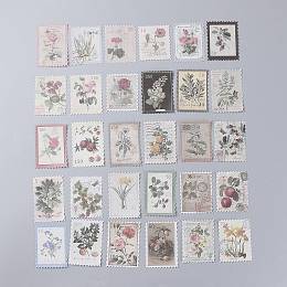 Honeyhandy Vintage Postage Stamp Stickers Set, for Scrapbooking, Planners, Travel Diary, DIY Craft, Plants Pattern, 6.8x4.7cm, 60pcs/set