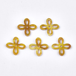 Honeyhandy Cellulose Acetate(Resin) Pendants, Flower, Goldenrod, 27.5x27x2.5~3mm, Hole: 1.2mm