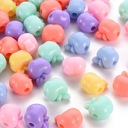 ARRICRAFT Opaque Acrylic Beads, Apple, Mixed Color, 14x13.5x10.5mm, Hole: 3mm