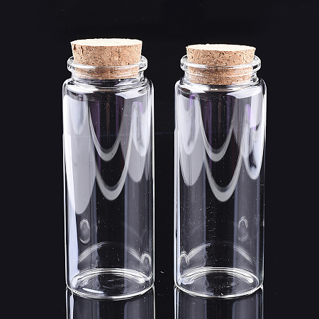 Honeyhandy Glass Jar Glass Bottles Bead Containers, with Cork Stopper, Wishing Bottle, Clear, 120x47mm, Hole: 33mm, Capacity: 208ml(7.03 fl. oz)