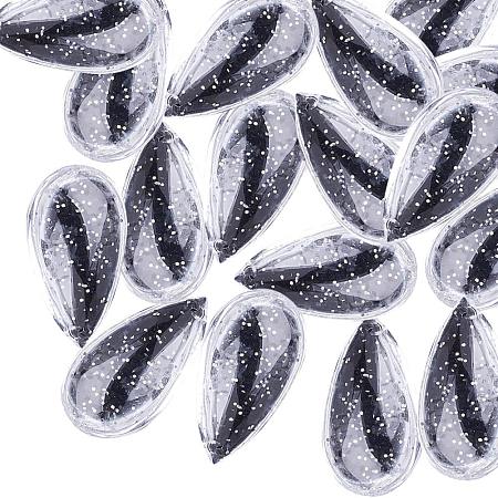 ARRICRAFT Transparent Acrylic Pendants, with Glitter Powder, Drop, White, 29x16x7.5mm, Hole: 1.5mm; About 255pcs/500g