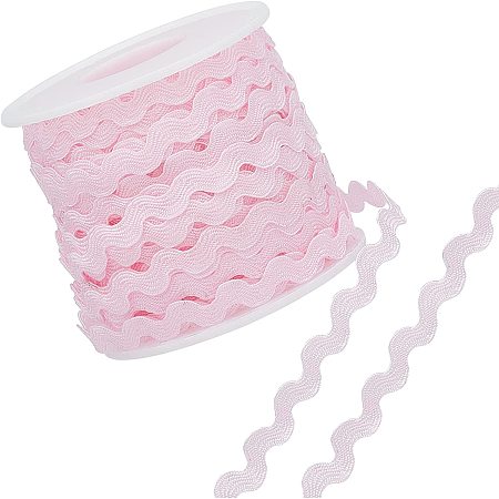 GORGECRAFT 1 Roll 27yd/25m RIC Rac Trim Ribbon Wave Sewing Bending Fringe Trim 5mm/0.2 inch for Sewing Flower Making Wedding Party Lace Ribbon Craft(Pink)