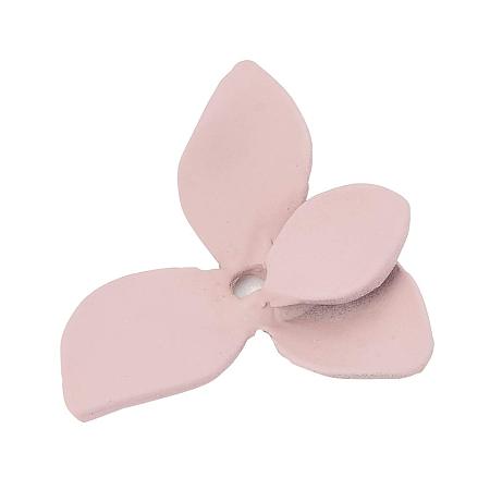 ARRICRAFT 100pcs Rubberized Style Pink 3-Petal Spray Painted Alloy Flower Bead Caps for Jewellery Making, 22x28x6mm, Hole: 2mm