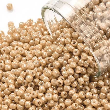 Honeyhandy TOHO Round Seed Beads, Japanese Seed Beads, (123D) Opaque Luster Dark Beige, 11/0, 2.2mm, Hole: 0.8mm, about 1110pcs/bottle, 10g/bottle