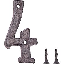 GORGECRAFT 2Pcs 3 Inch Cast Iron House Numbers Metal Home Address Numbers Mailbox Numbers Door Numbers for Outside with Screws, Number 4