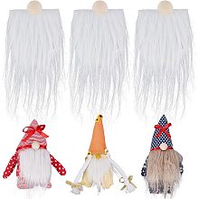 GORGECRAFT 6 Pieces Gnome Beard Unfinished Wooden Balls Braids Dwarf Beard Kit Faux Fur Beard Hair Set for DIY Handmade Gnome Sewing Craft Patches Easter Christmas Party Supplies, White