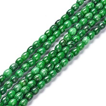 Natural Quartz Beads Strands, Dyed, Rice, Green, 6x4.5mm, Hole: 0.8mm, about 69~72pcs/strand, 16.14~16.34 inch(41~41.5cm)