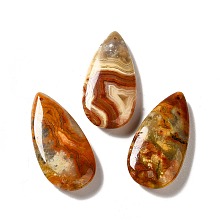 Natural Crazy Agate Pendants, Teardrop Charm, 39~39.5x19~19.5x6.5~7mm, Hole: 1.2mm