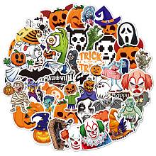 Halloween Themed PVC Sticker Labels, Self-adhesive Decals, for Suitcase, Skateboard, Refrigerator, Helmet, Mobile Phone Shell, Colorful, 60~80mm, 50pcs/set