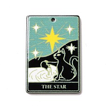 Honeyhandy Printed Acrylic Pendants, Rectangle with Tarot Pattern, The Star XVII, 39.5x27x2mm, Hole: 1.8mm