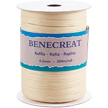 BENECREAT 328 Yards 8mm Wide Raffia Ribbon Raffia Paper Craft Ribbon Packing Twine for Festival Christmas Gifts DIY Decoration and Weaving, Goldenrod