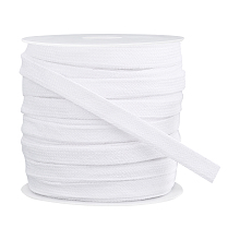 BENECREAT 25m White Flat Drawstring Cord, Double Layer Soft Hollow Cotton Rope for Garment Accessories, (11mm)