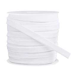 BENECREAT 25m White Flat Drawstring Cord, Double Layer Soft Hollow Cotton Rope for Garment Accessories, (11mm)