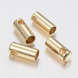 304 Stainless Steel Cord Ends, Golden, 8x3.6mm, Hole: 2mm