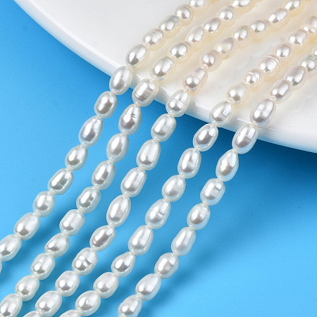 Natural Cultured Freshwater Pearl Beads Strands, Rice, Seashell Color, 5~6.5x4~4.5mm, Hole: 0.6mm, about 69~71pcs/strand, 15.47inch~15.75inch(39.3cm~40cm)