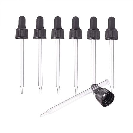 PandaHall Elite Set of 12, Glass Eye Droppers for Essential Oil 100ml Pressure Rotating Cover Oil Droppers Pipettes Roller Tops for Essential Oil Bottles