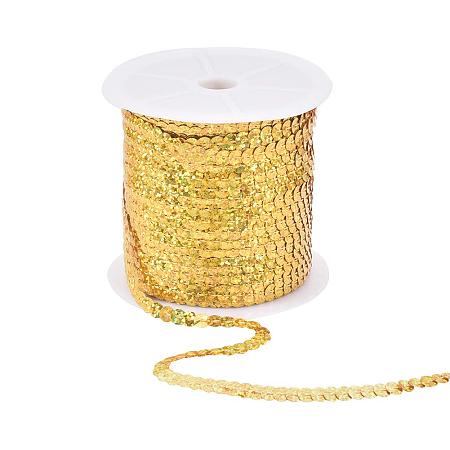 ARRICRAFT 6mm Wide 100yards AB-Color Flat Spangle Paillette Sequin Trim Spool String Beads for Dress Embellish Headband Costume, Gold