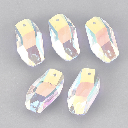K9 Glass Rhinestone Pendants, Meteor, Crystal AB, 30x16.5x10mm, Hole: 1.6mm